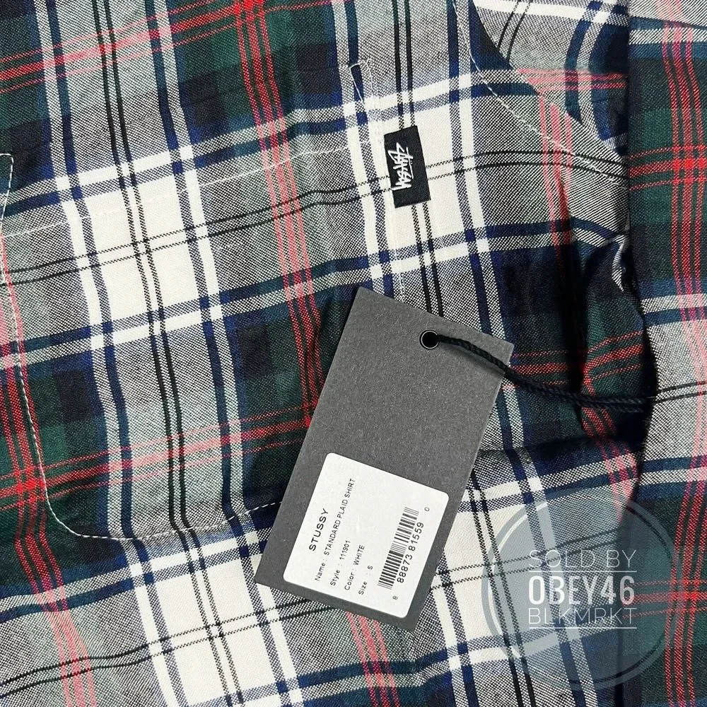New Stussy Standard Plaid Flannel Shirt Button Up Size S - Picture 3 of 6